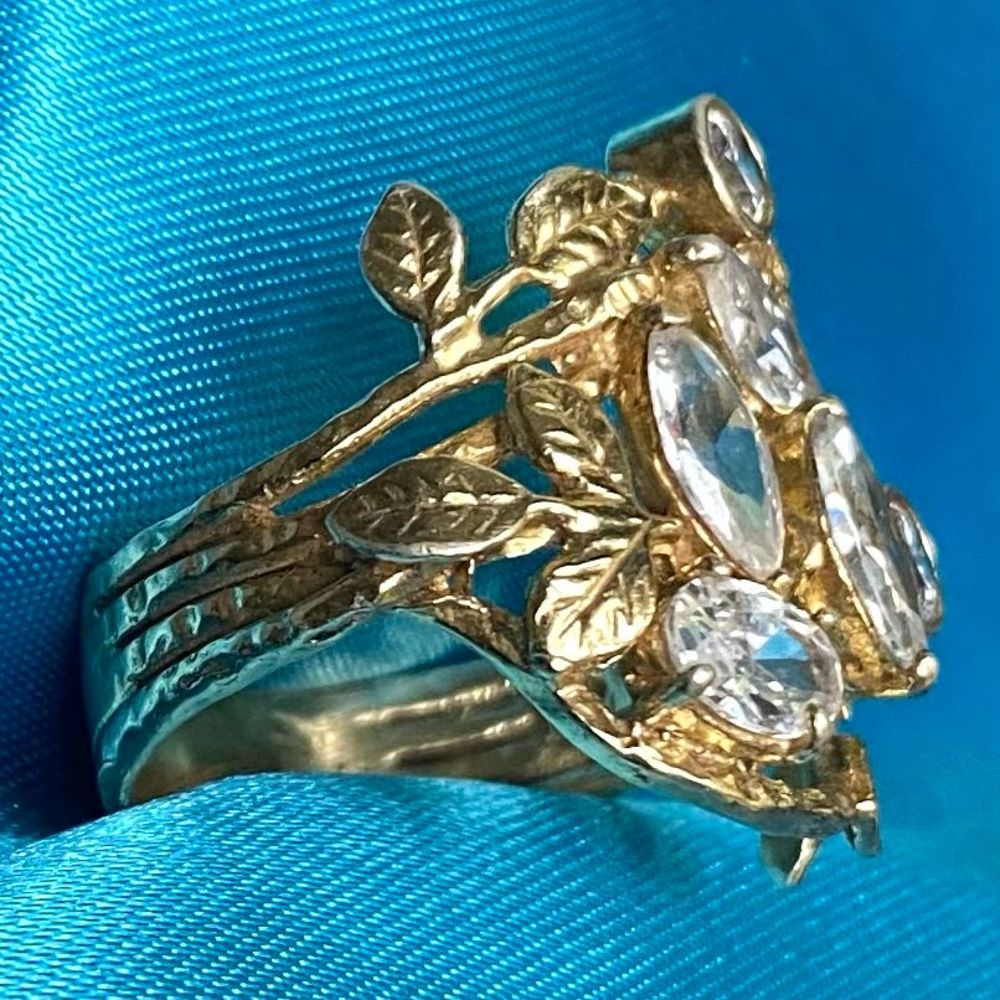 CF# Striking Gold Vermeil & Cz Ring Sz.9